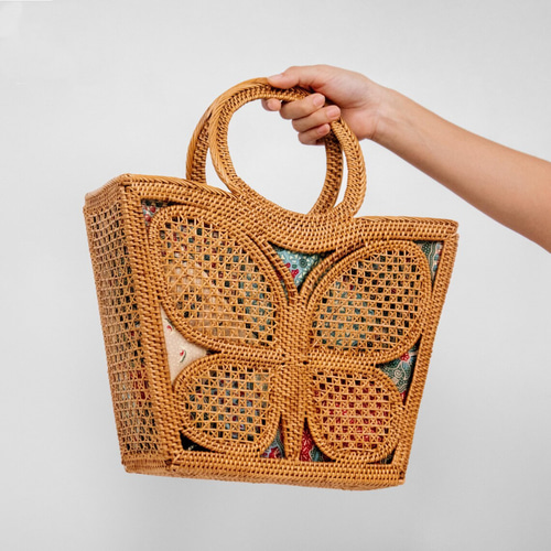 特集掲載【バリ島の職人技☆アタ】カゴバック・バタフライ かごバッグ