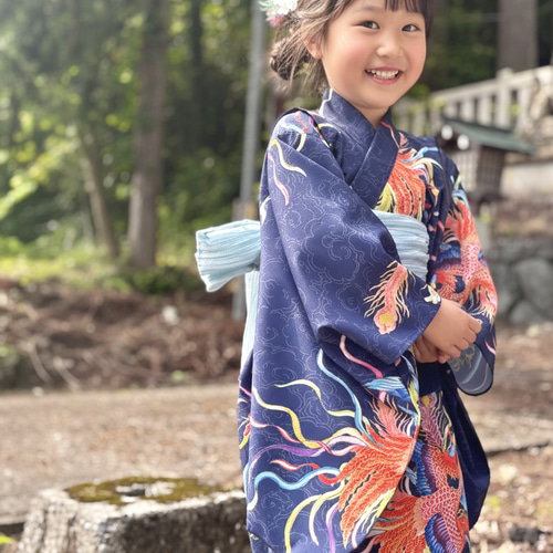 九谷焼作家が描く文様 子供浴衣・帯セット 鳳凰【KUTANI×KIMONO】 子供