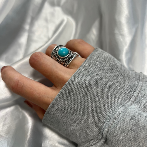 ターコイズ シルバー ワイドリング 幅広 ワイド シルバーリング 指輪