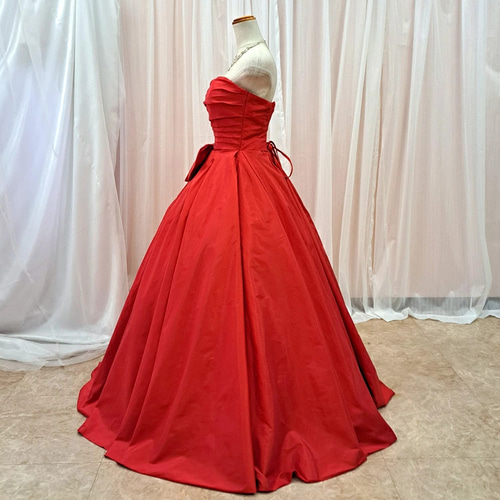 カラードレス 演奏会ドレス ロングドレス オレンジ 赤 ピンク 二次会