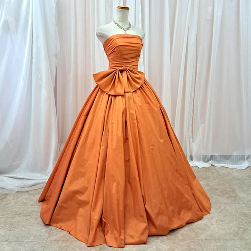 カラードレス 演奏会ドレス ロングドレス オレンジ 赤 ピンク 二次会