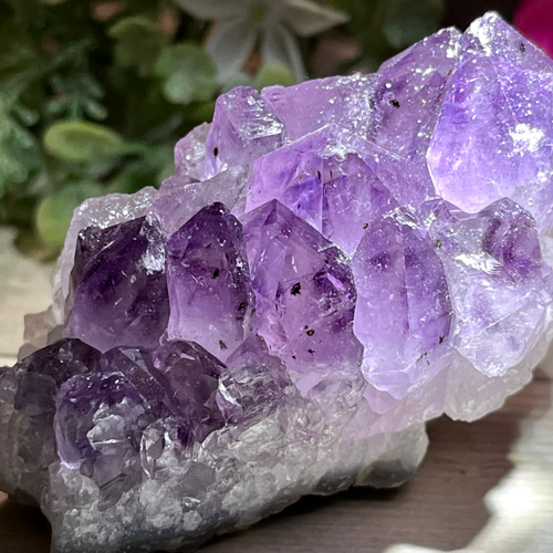 ゲーサイト内包 虹入り アメジスト クラスター 原石 ラフストーン