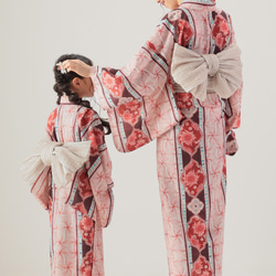 九谷焼作家が描く文様 子供浴衣・帯セット 遊泳花【KUTANI×KIMONO】 3枚目の画像
