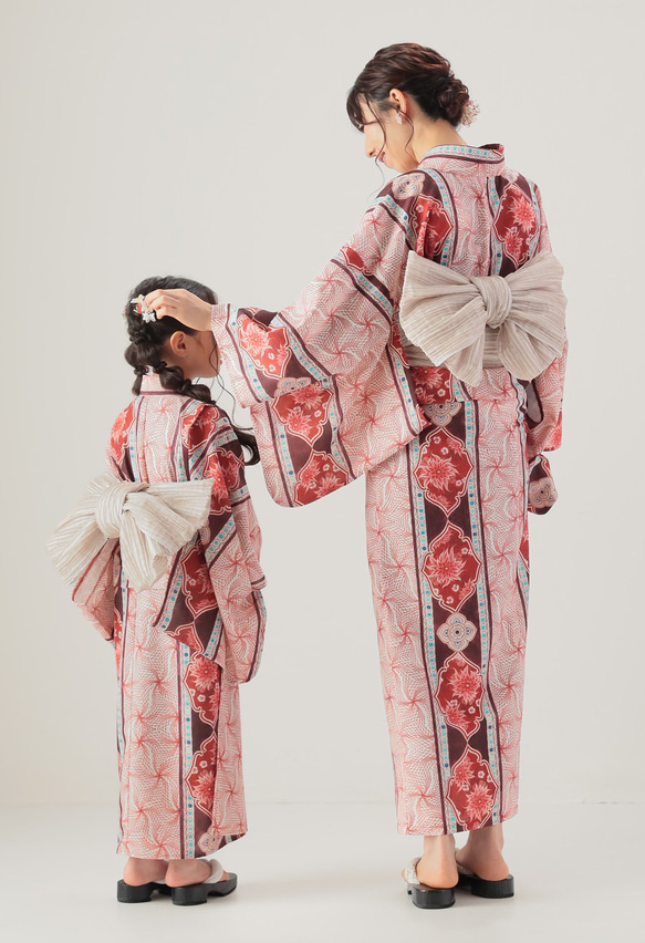 九谷焼作家が描く文様 子供浴衣・帯セット 遊泳花【KUTANI×KIMONO】 3枚目の画像