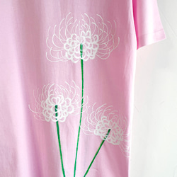 白色彼岸花柄Tシャツ３点セット ピンク セミオーダー 2枚目の画像
