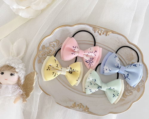 色が選べるヘアゴム】ベビー キッズ リボン ツインテール 小花柄