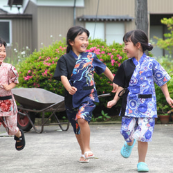 九谷焼作家が描く文様 子供甚平 夢見紋 上下2点セット【KUTANI×KIMONO】 10枚目の画像