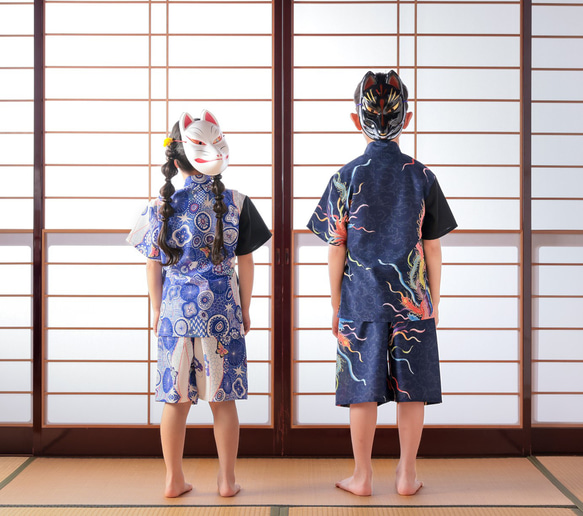 九谷焼作家が描く文様 子供甚平 夢見紋 上下2点セット【KUTANI×KIMONO】 9枚目の画像