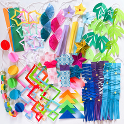 七夕飾り 仙台七夕飾り ミニ七夕 完成品 橙 竹台付 : 七夕の専門店キクチ