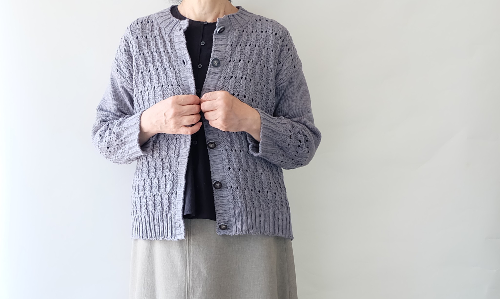 春夏秋　コットンカーディガンｰグレー