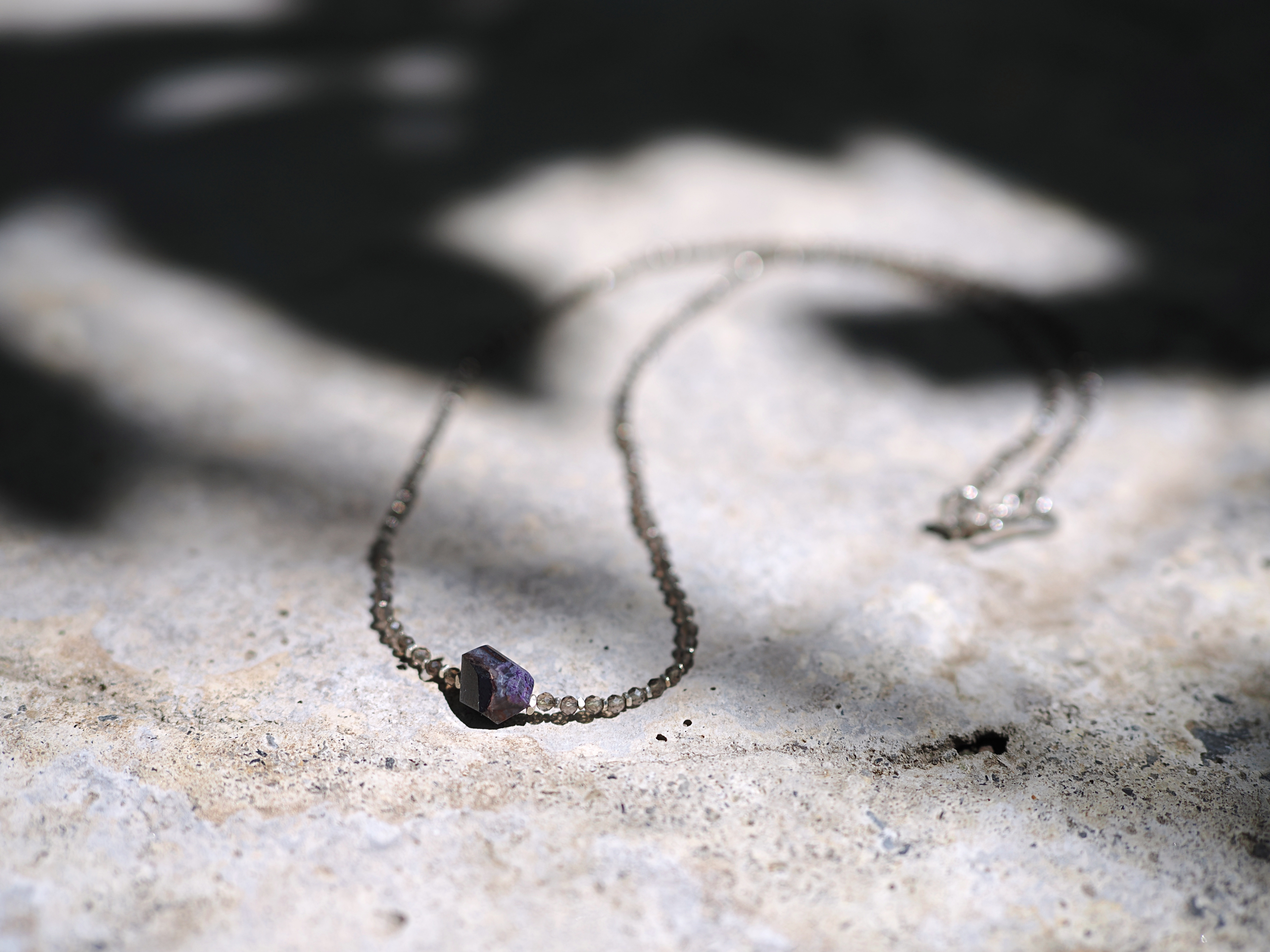 <MTO> -Sugilite- 'smoky quart & silver' Necklace