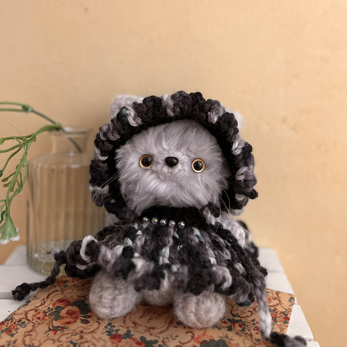 【柘榴】　あみぐるみ　オーダーメイド　ぬいぐるみ　アートドール　猫　子猫 オーダーメイド猫あみぐるみ（毛糸のぬいぐるみ） | iichi 日々の