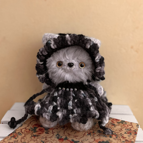 ゴスロリ ねこ 猫 ふわふわ ぬいぐるみ 編みぐるみ あみぐるみ