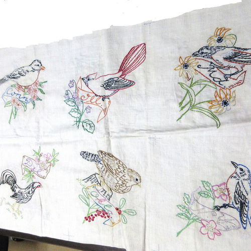 刺繍 鳥 花 6点セット ヴィンテージ かわいいハンドメイド① 生地 coco
