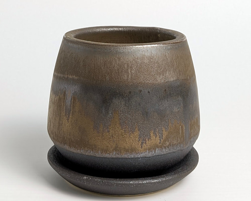 植木鉢 陶器 信楽焼【ヨイヤミポット クウィル ブラック/ゴールド