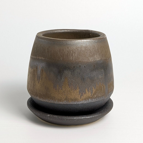 植木鉢 陶器 信楽焼【ヨイヤミポット クウィル ブラック/ゴールド