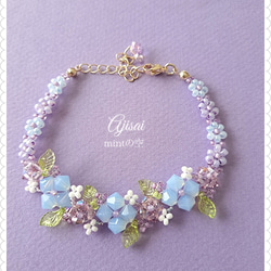 【再販×2】小さな紫陽花のブレスレット 3枚目の画像