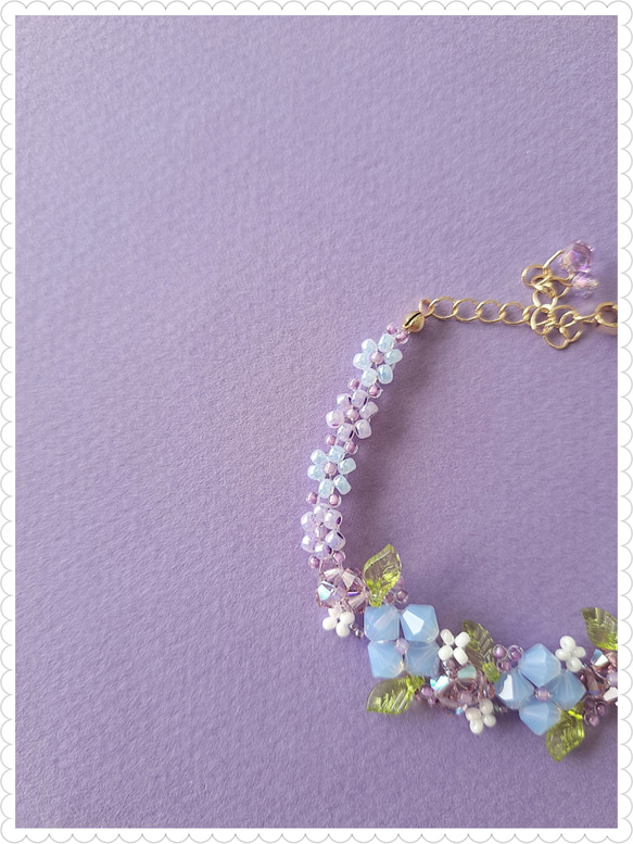 【再販×2】小さな紫陽花のブレスレット 4枚目の画像