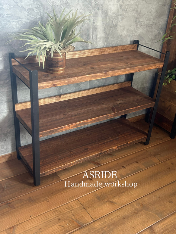 アイアンシェルフ3段//無垢材/風合い/什器/3段ラック/おしゃれ 棚