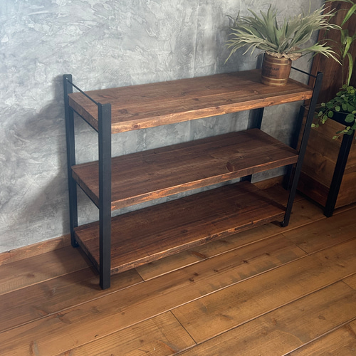 アイアンシェルフ3段//無垢材/風合い/什器/3段ラック/おしゃれ 棚