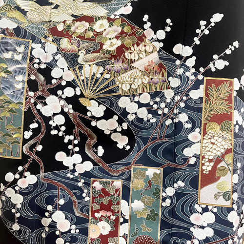 まとめ豪華金色グラデーション絹着物リメイク日本絵巻
