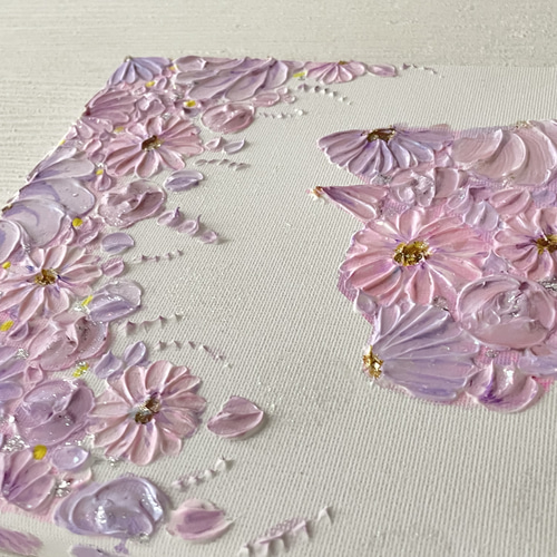 花の空を見上げて」 テクスチャーアート 花猫 シルエット インテリア