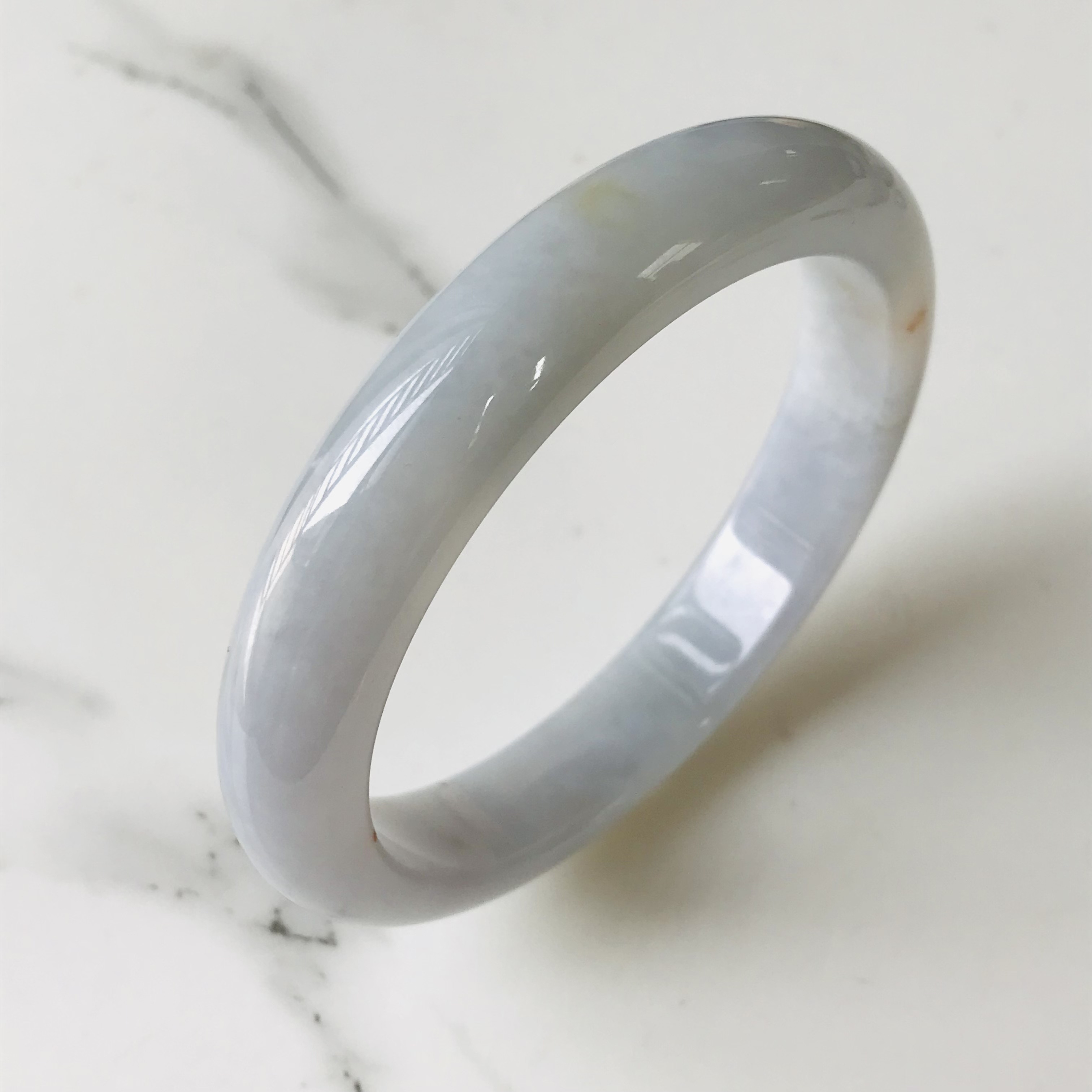 【B1510-0094】ジェイド　翡翠　ヒスイ　バングル　一点もの　希少　ミャンマー産　59.8mm