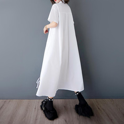 大きいサイズ レディース ワンピース　シャツ　フリル　春夏　 新品 半袖　ロング 4枚目の画像