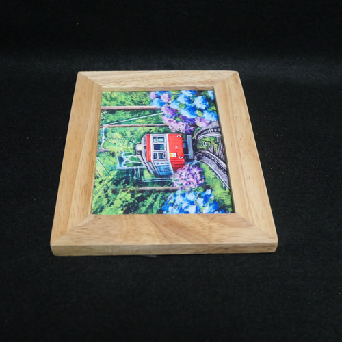 ポストカードLサイズ額付き【紫陽花薫る箱根登山鉄道】 絵画