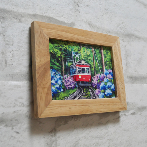 アートポスターカード【紫陽花薫る箱根登山鉄道】 絵画 HR