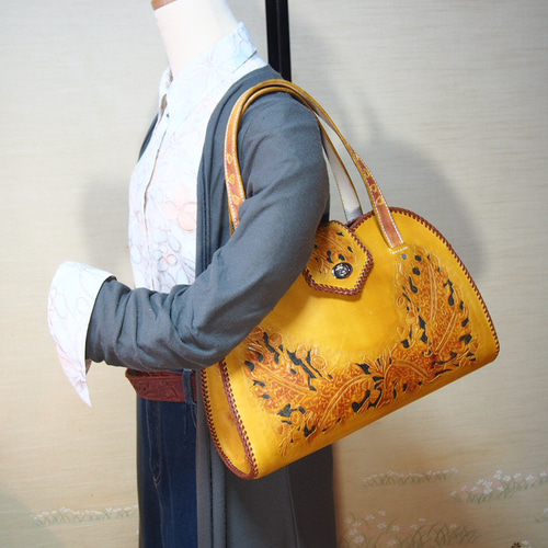 どんぐりのバック　ハンドメイド どんぐりモチーフトートバッグ「編み込み」【10％OFF感謝SALE