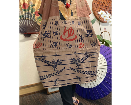 ★専用★手ぬぐいチュニック★柿渋染★ 柿渋染め手ぬぐい はおりチュニック J-102 ベスト アトリエ 明
