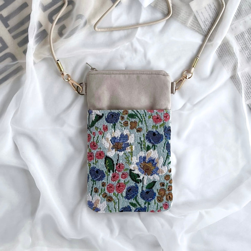 2898✨ゆきそらページ✨スマホポーチ　ハンドメイド スマホ迷子・卒業♡上品・可愛い♡大人のスマホショルダー♡便利な外