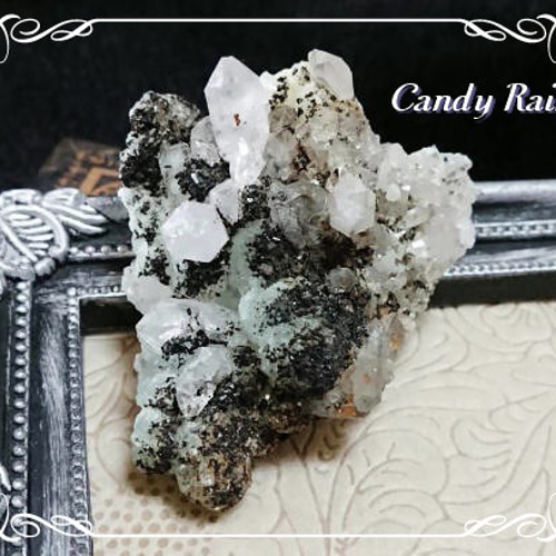 ヘマタイト・プレナイト共生・水晶クラスター原石 *** 天然石 Candy