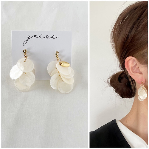 送料無料》シェル ピアス イヤリング ハンドメイド 夏ピアス 夏