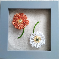 刺繡フレーム　立体刺繡　ガーベラ(正方形) 5枚目の画像