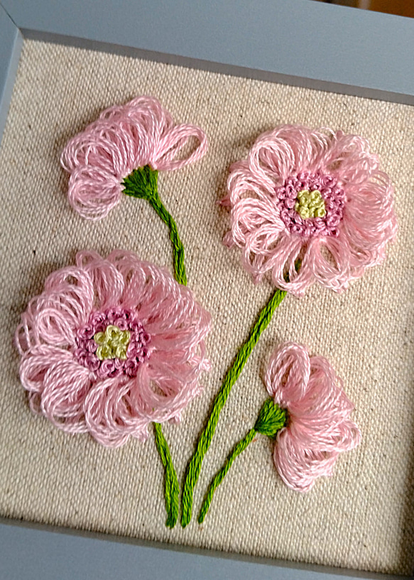 刺繡フレーム　立体刺繡　ガーベラ(正方形) 3枚目の画像