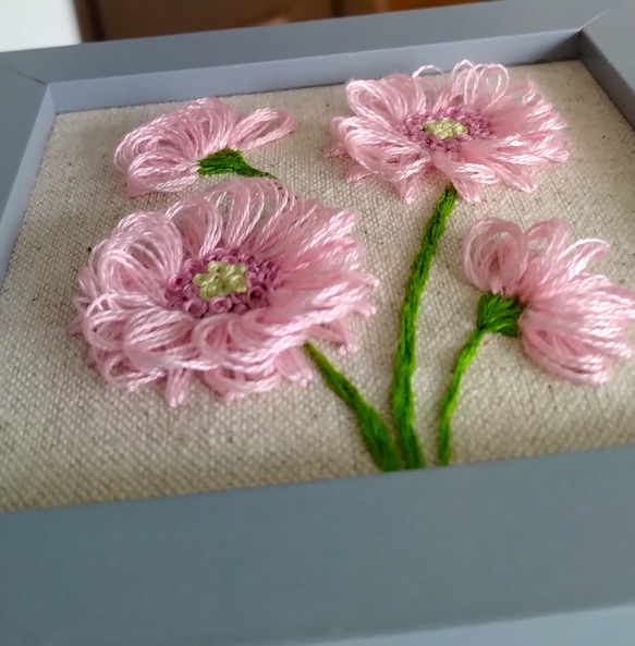 刺繡フレーム　立体刺繡　ガーベラ(正方形) 4枚目の画像