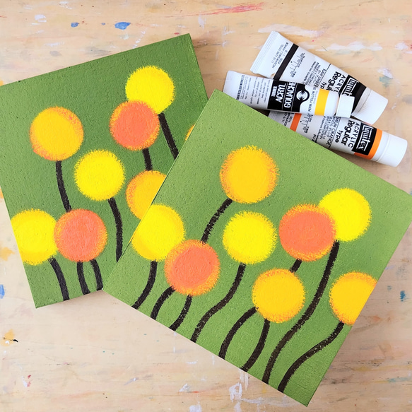 「和モダン＊苔色＊クラスペディア」コルクボードの原画＊アートパネル 9枚目の画像