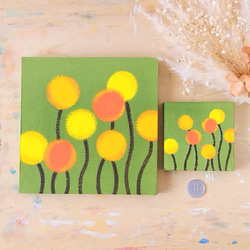 「和モダン＊苔色＊クラスペディア」コルクボードの原画＊アートパネル 4枚目の画像