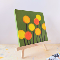 「和モダン＊苔色＊クラスペディア」コルクボードの原画＊アートパネル 2枚目の画像