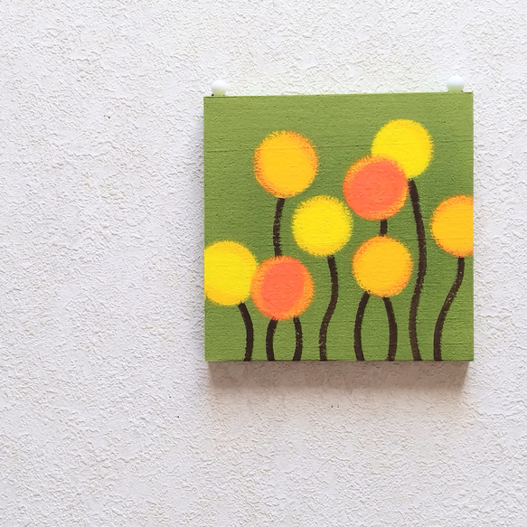 「和モダン＊苔色＊クラスペディア」コルクボードの原画＊アートパネル 6枚目の画像