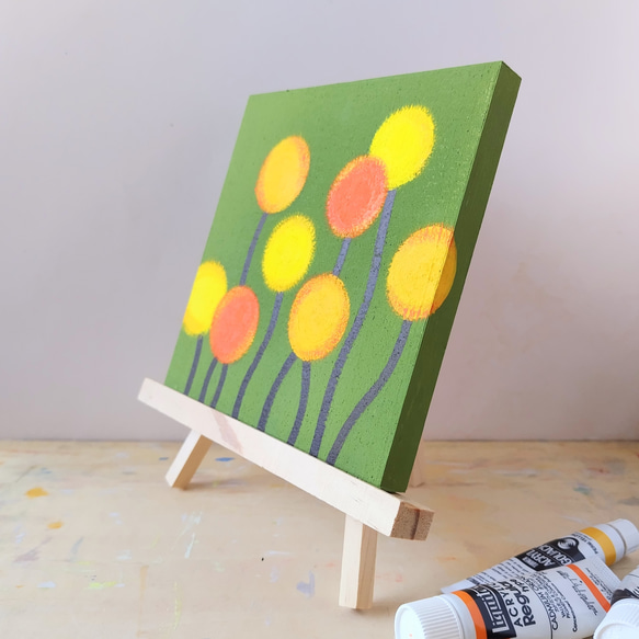 「和モダン＊苔色＊クラスペディア」コルクボードの原画＊アートパネル 3枚目の画像