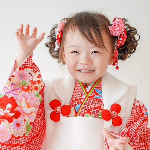 〜　佳　〜　選べる髪飾り　七五三  ７歳  ３歳　753 着物　赤 佳〜選べる髪飾り七五三 7歳 3歳753 着物赤