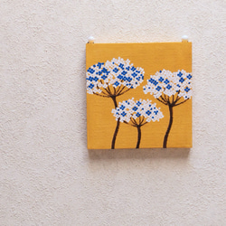 「和モダン＊黄土色＊レースフラワー」コルクボードの原画＊アートパネル 6枚目の画像