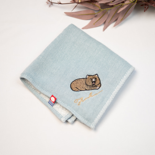 ウォンバット ワインさん ユキちゃん フク君 刺繍 ハンカチ 今治