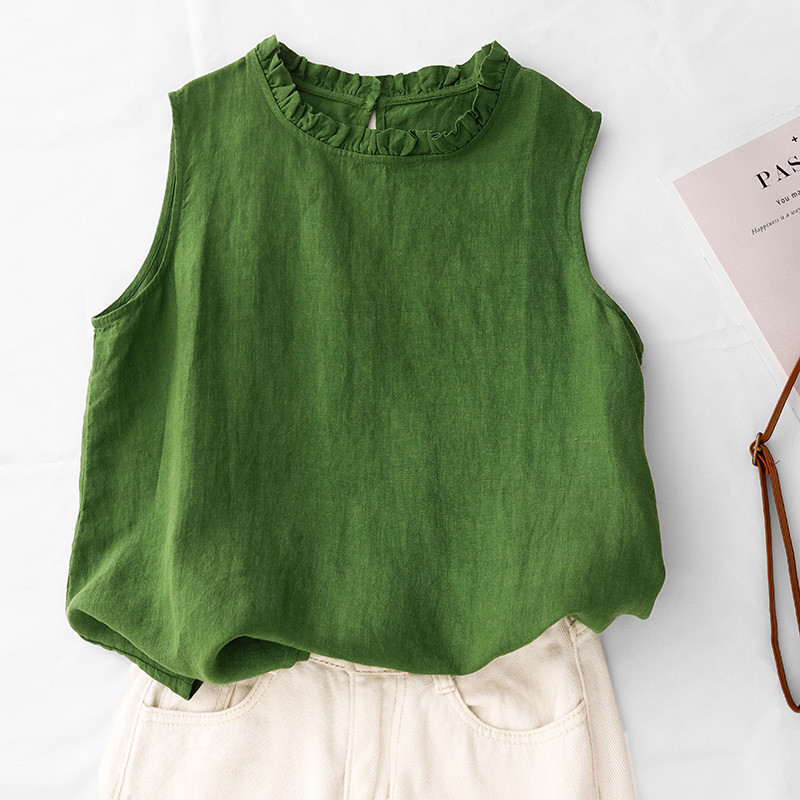 夏用 アラン グリーン ミニベスト    83