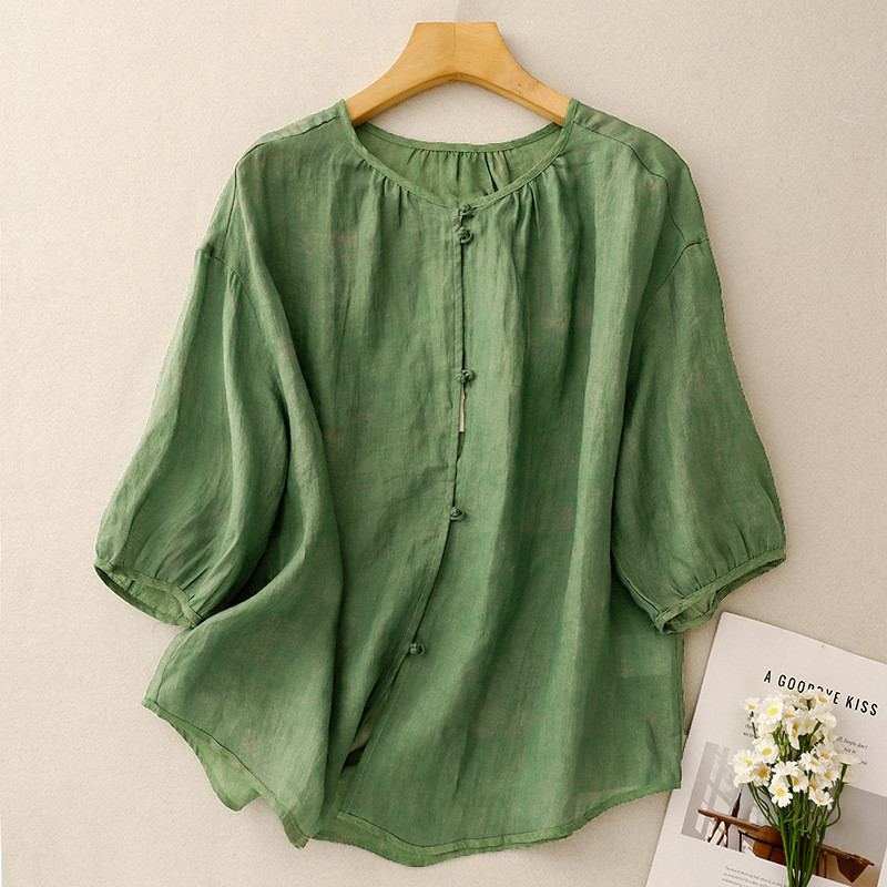 夏用 ラミー ハンドメイド シャツ 2585