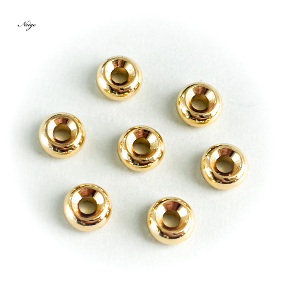 メタルパーツ ロンデル　ゴールドカラー　6×3mm 6個　天然石パーツ販売 1枚目の画像