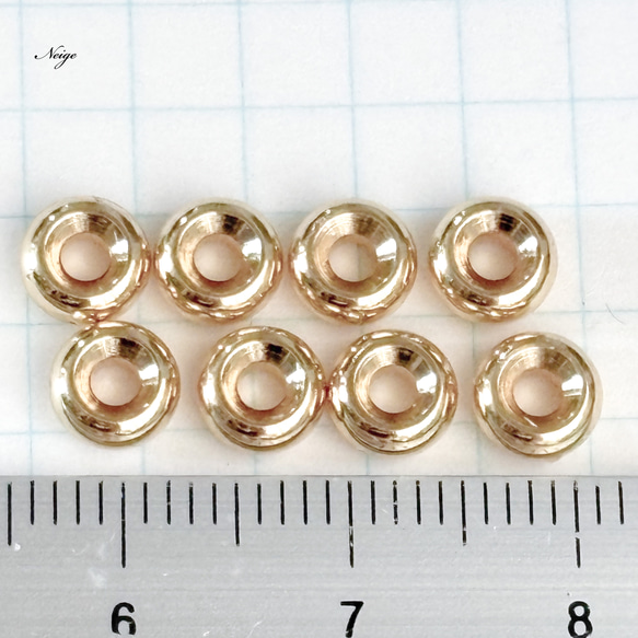 メタルパーツ ロンデル　ゴールドカラー　6×3mm 6個　天然石パーツ販売 3枚目の画像